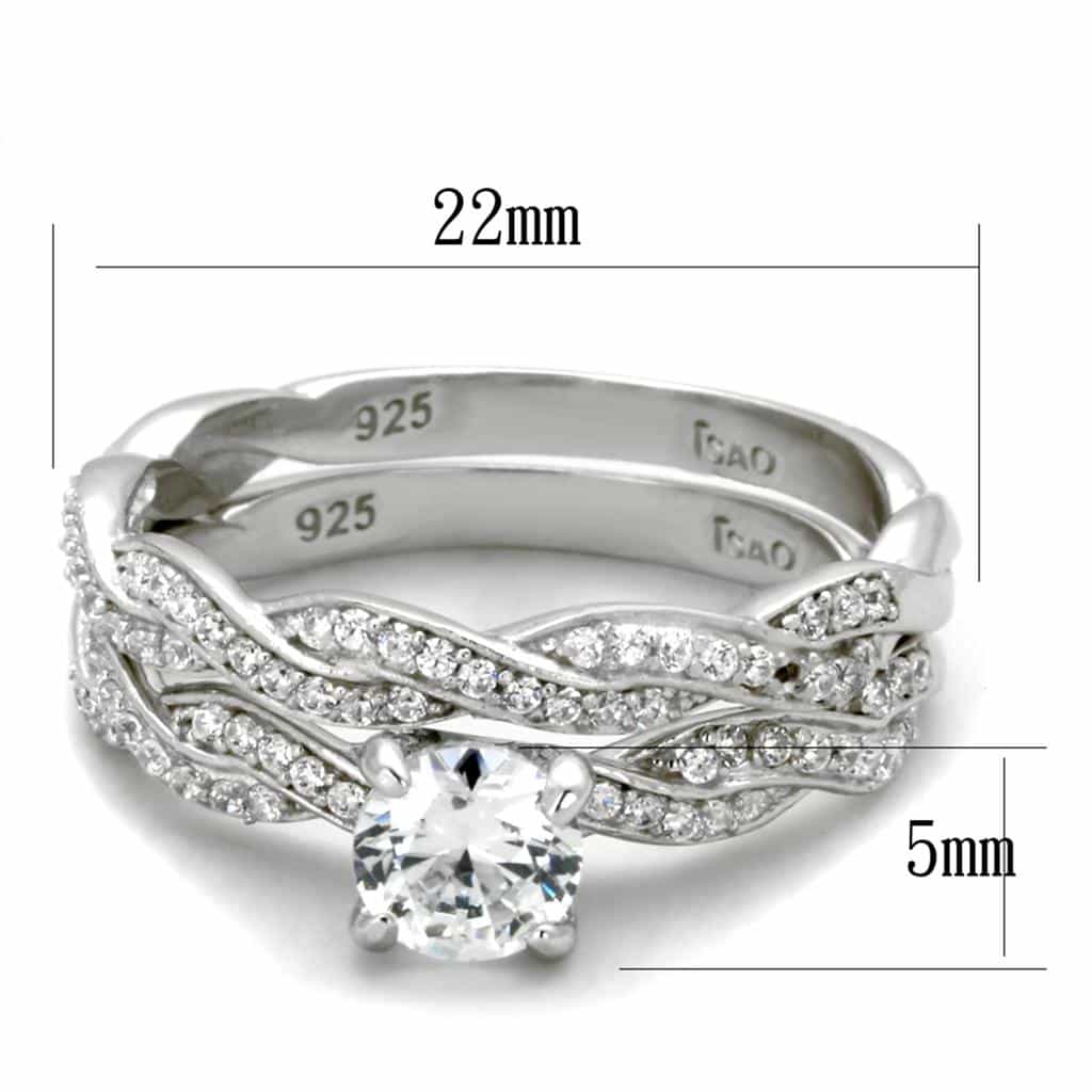 Sterling Silver CZ Round Solitaire Twisted Pave Ring view 7
