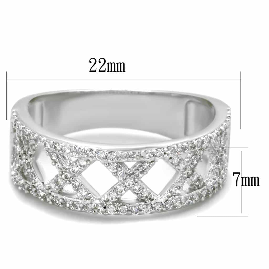 Sterling Silver CZ Pave X Lattice Crossover Wide Ring view 7