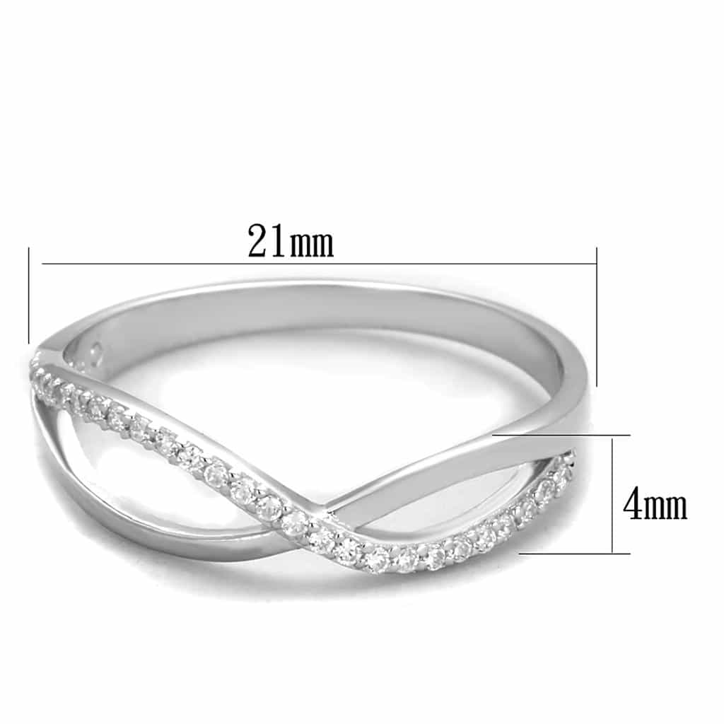 Sterling Silver CZ Pave Infinity Twist Ring view 2