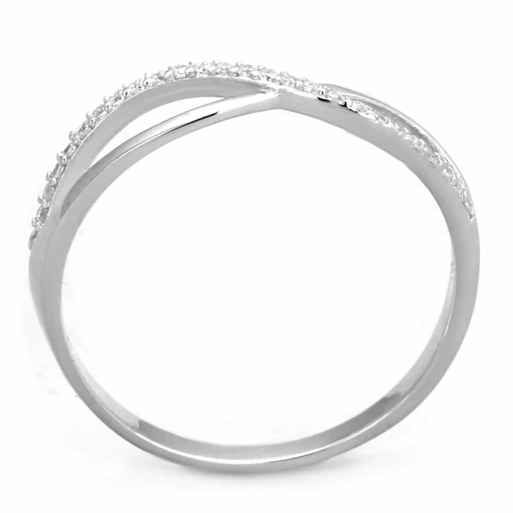 Sterling Silver CZ Pave Infinity Twist Ring view 8