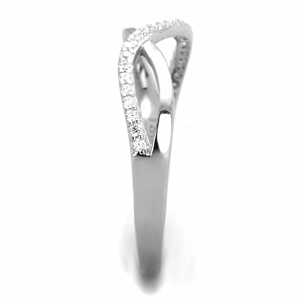 Sterling Silver CZ Pave Infinity Twist Ring view 4