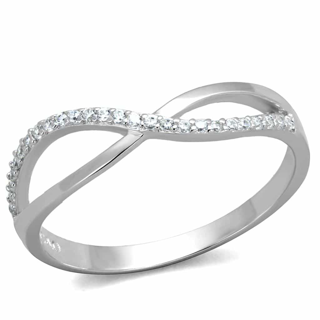 Sterling Silver CZ Pave Infinity Twist Ring view 10