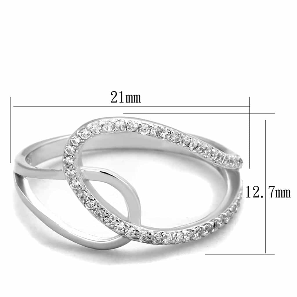 Sterling Silver CZ Pave Double Hoop Interlock Wide Ring view 7
