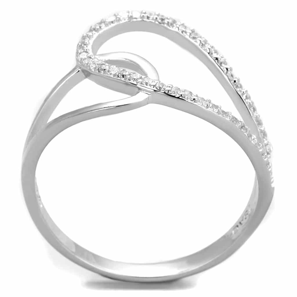 Sterling Silver CZ Pave Double Hoop Interlock Wide Ring view 8