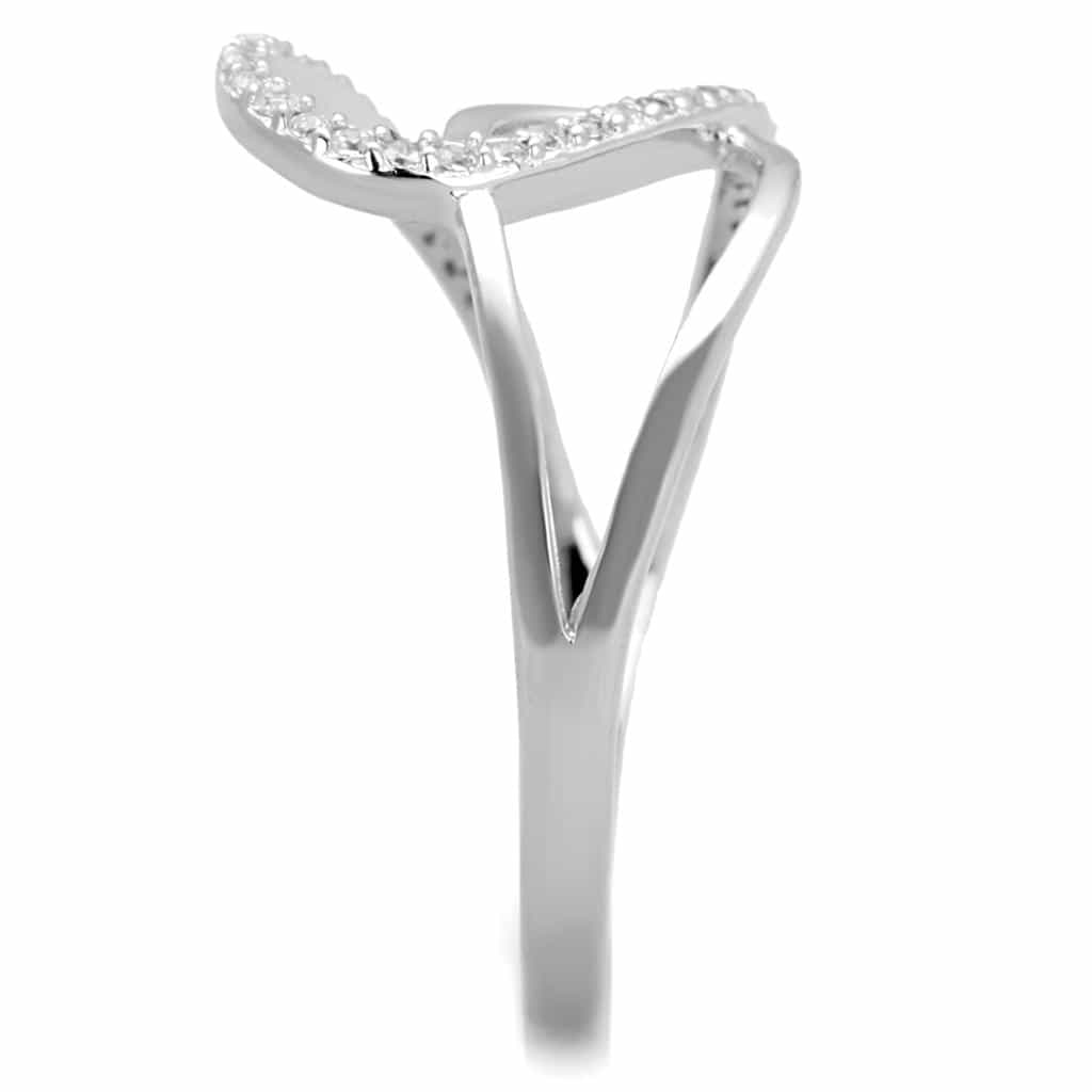 Sterling Silver CZ Pave Double Hoop Interlock Wide Ring view 4
