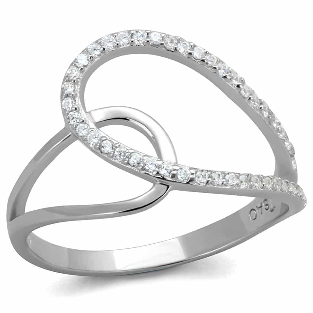 Sterling Silver CZ Pave Double Hoop Interlock Wide Ring view 10