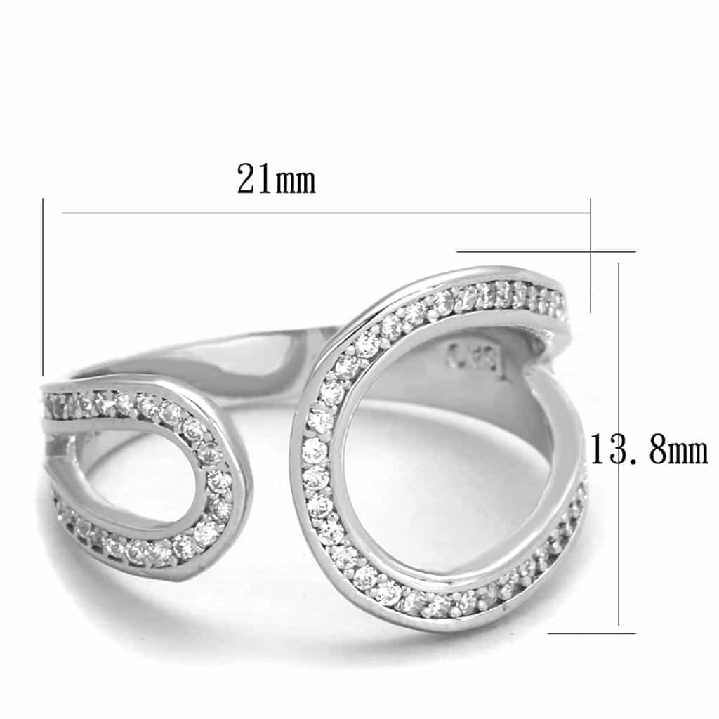 Sterling Silver CZ Pave S Scroll Wave Open Ring view 2