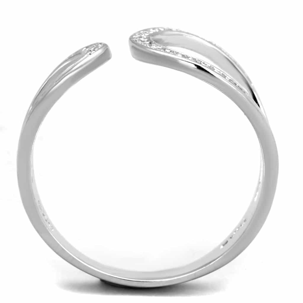 Sterling Silver CZ Pave S Scroll Wave Open Ring view 8