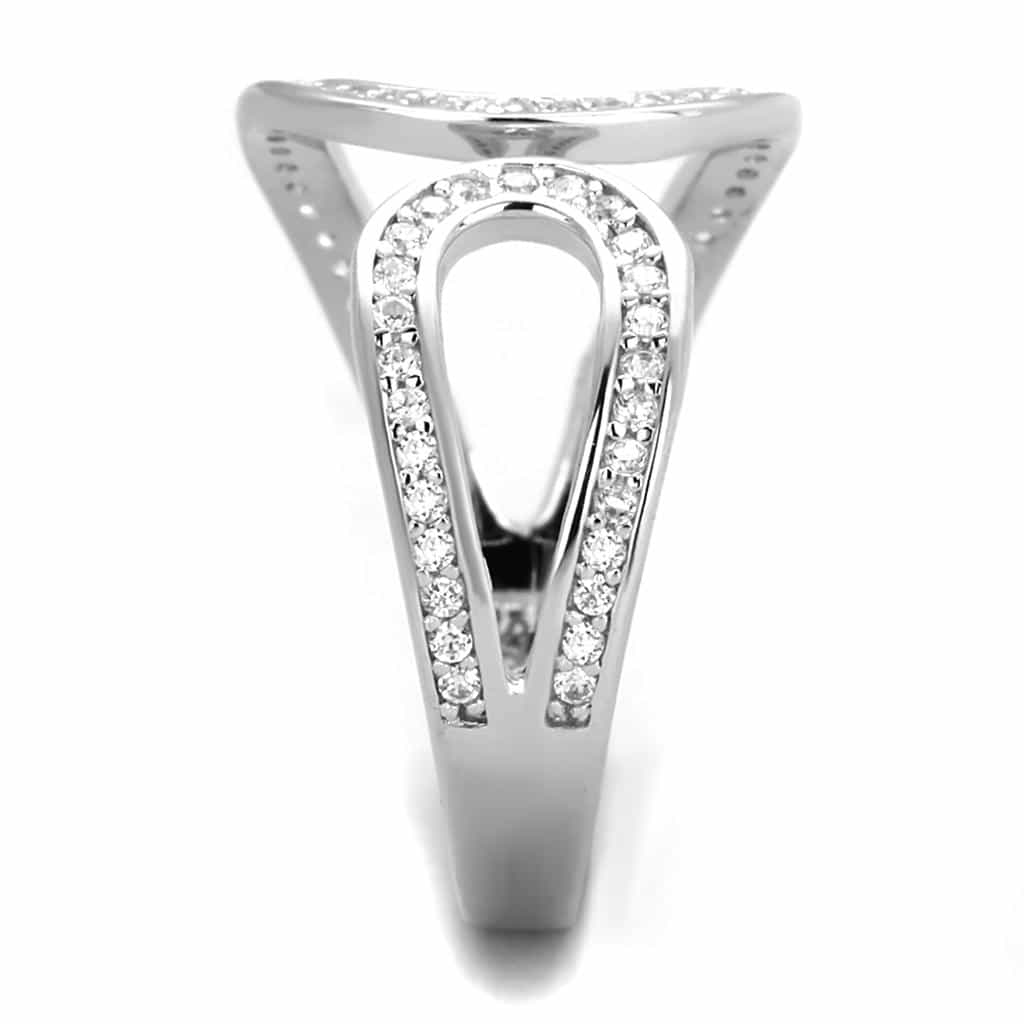 Sterling Silver CZ Pave S Scroll Wave Open Ring view 9