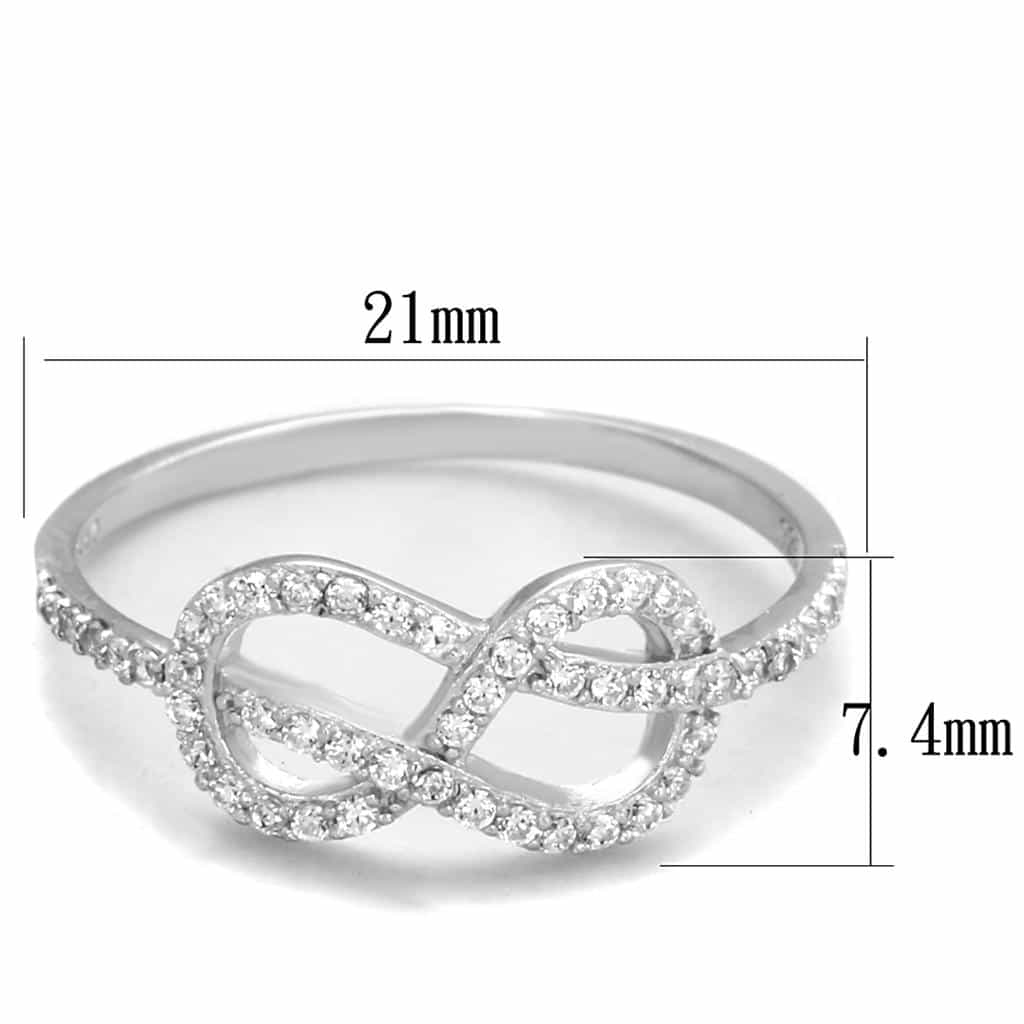 Sterling Silver CZ Pave Infinity Double Loop Large Ring view 2