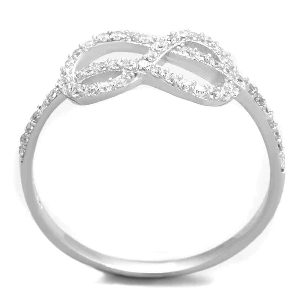 Sterling Silver CZ Pave Infinity Double Loop Large Ring view 8