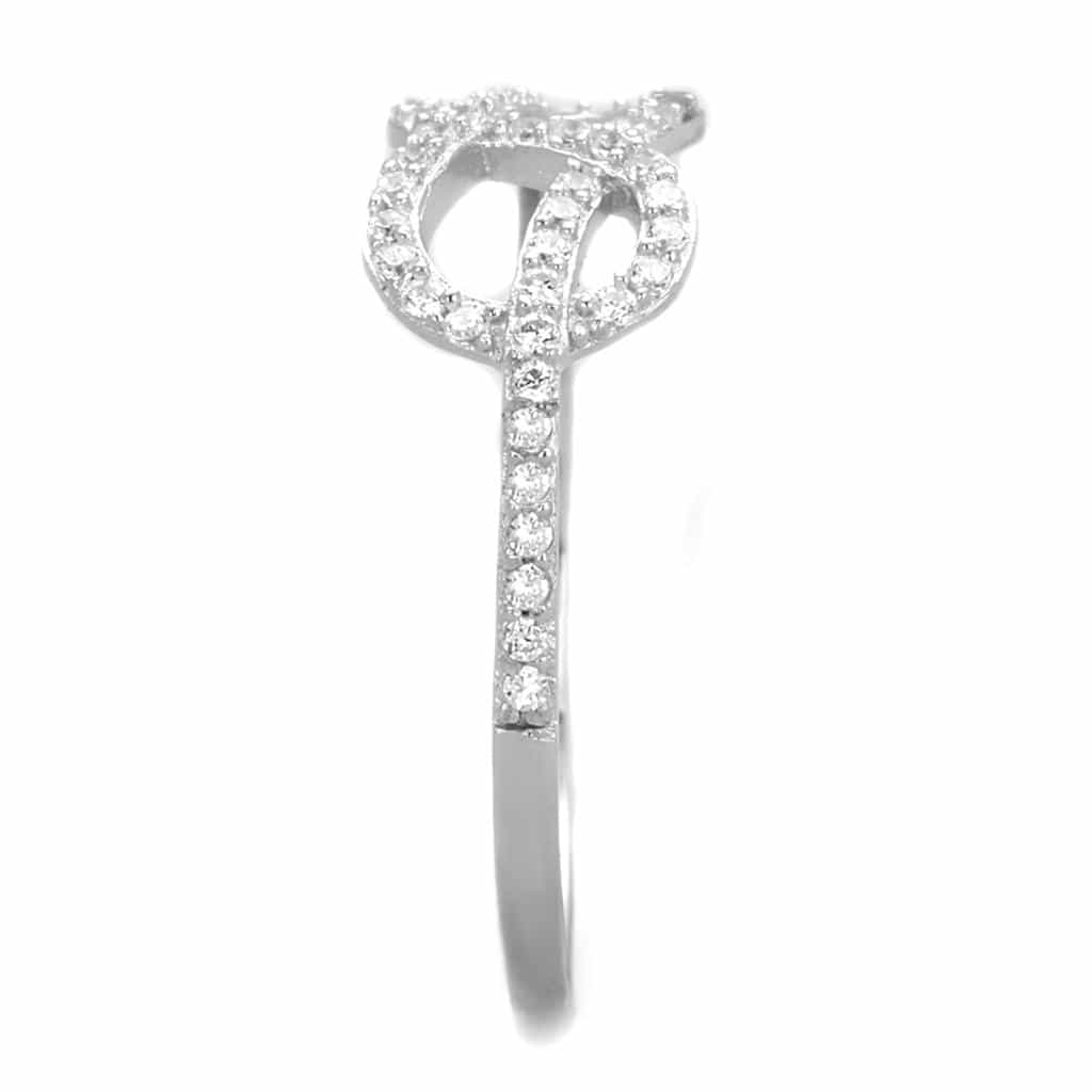 Sterling Silver CZ Pave Infinity Double Loop Large Ring view 4