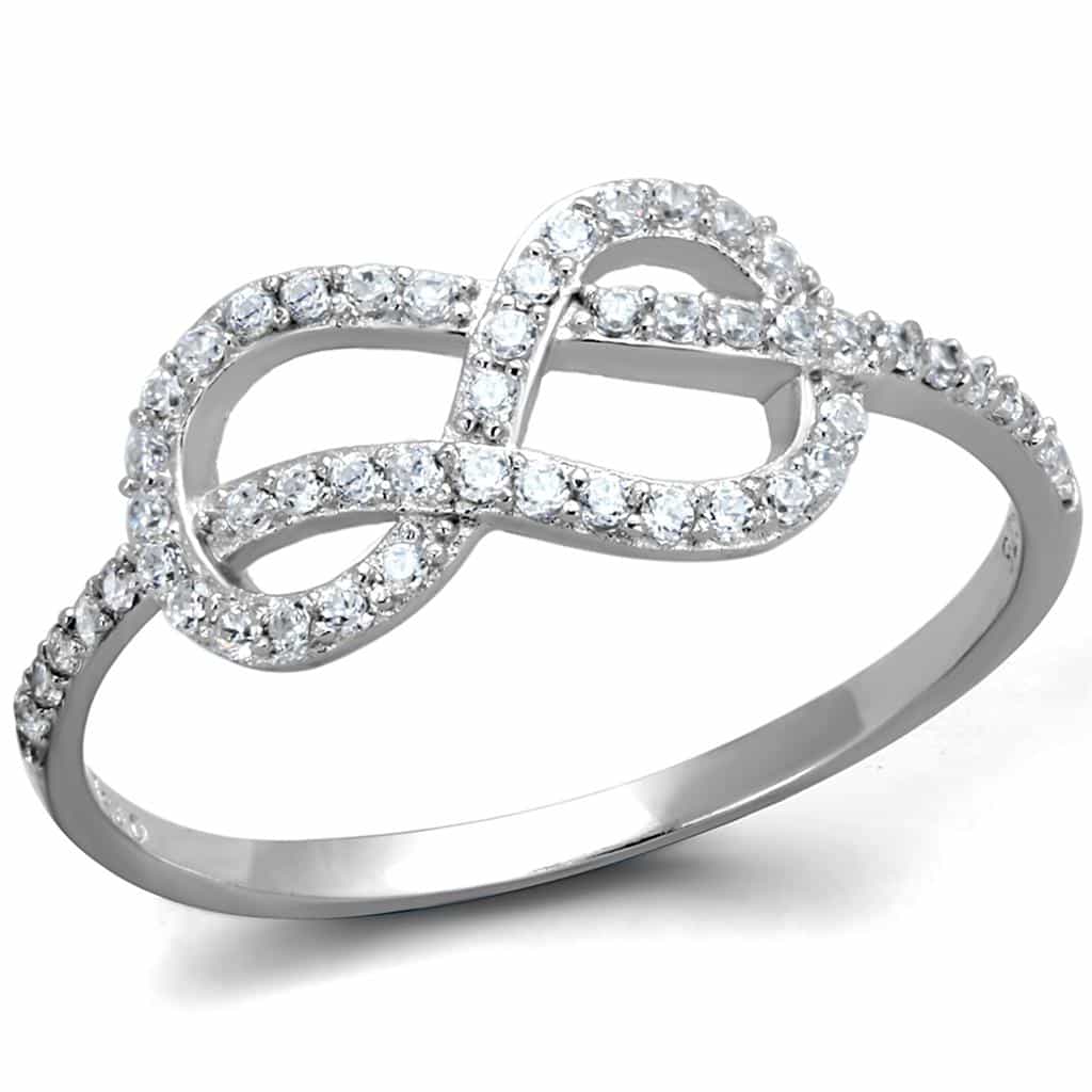 Sterling Silver CZ Pave Infinity Double Loop Large Ring view 5