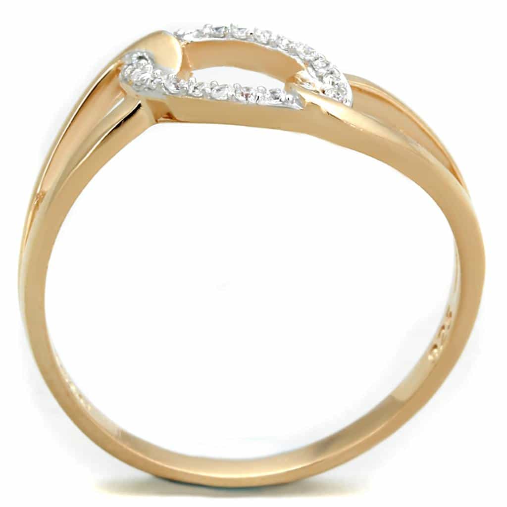 Sterling Silver Gold Two Tone CZ Pave Interlock Loop Ring view 8