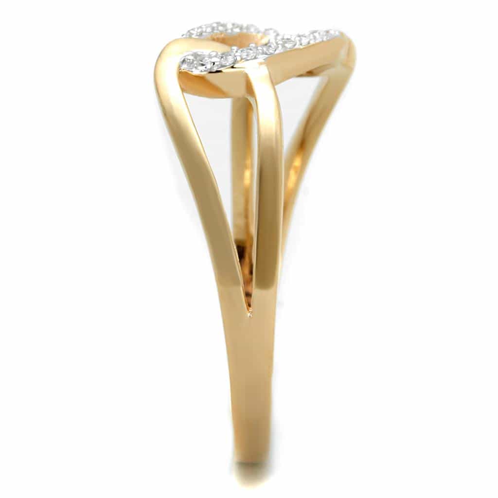 Sterling Silver Gold Two Tone CZ Pave Interlock Loop Ring view 9