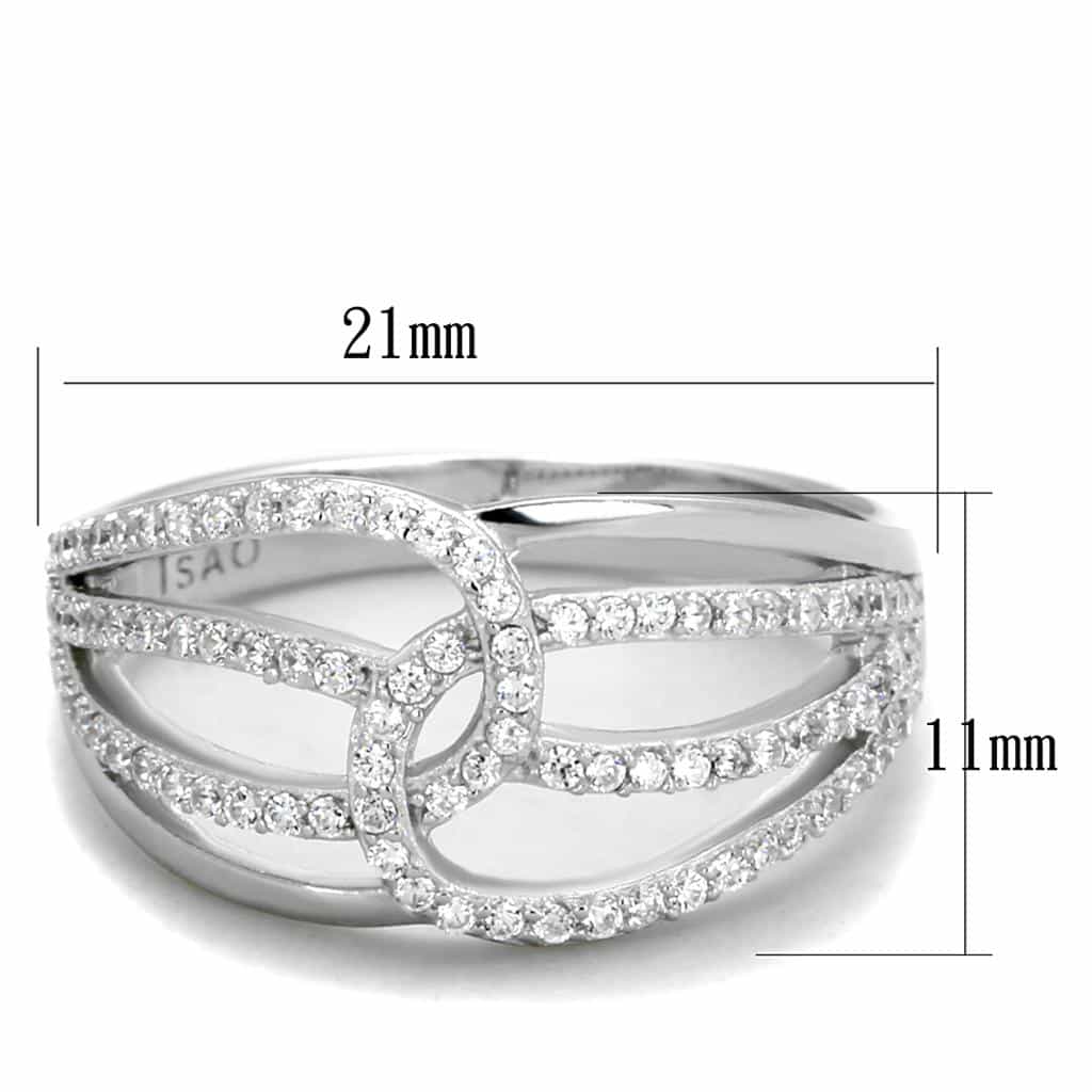 Sterling Silver CZ Pave Circle Interlock Open Wide Ring view 7