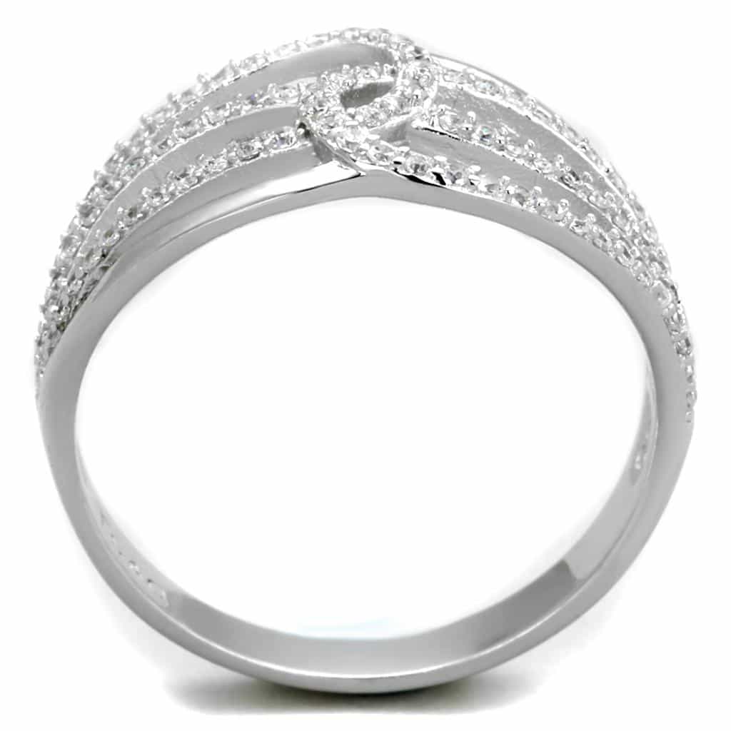 Sterling Silver CZ Pave Circle Interlock Open Wide Ring view 8