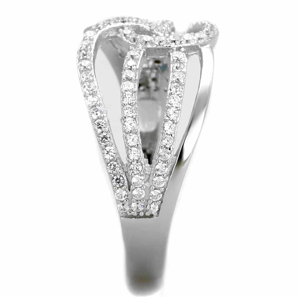 Sterling Silver CZ Pave Circle Interlock Open Wide Ring view 9