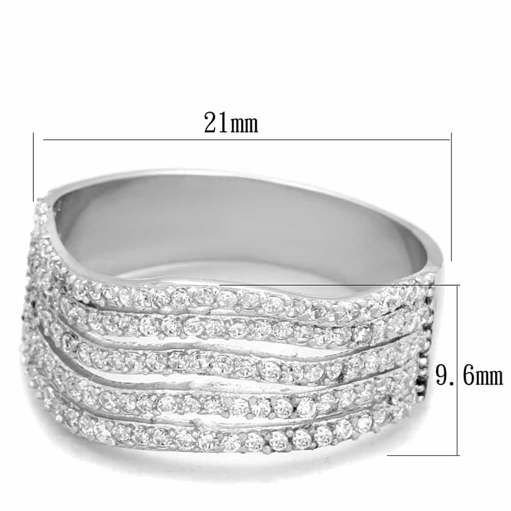 Sterling Silver CZ Pave Four Row Multi Band Wide Ring view 7