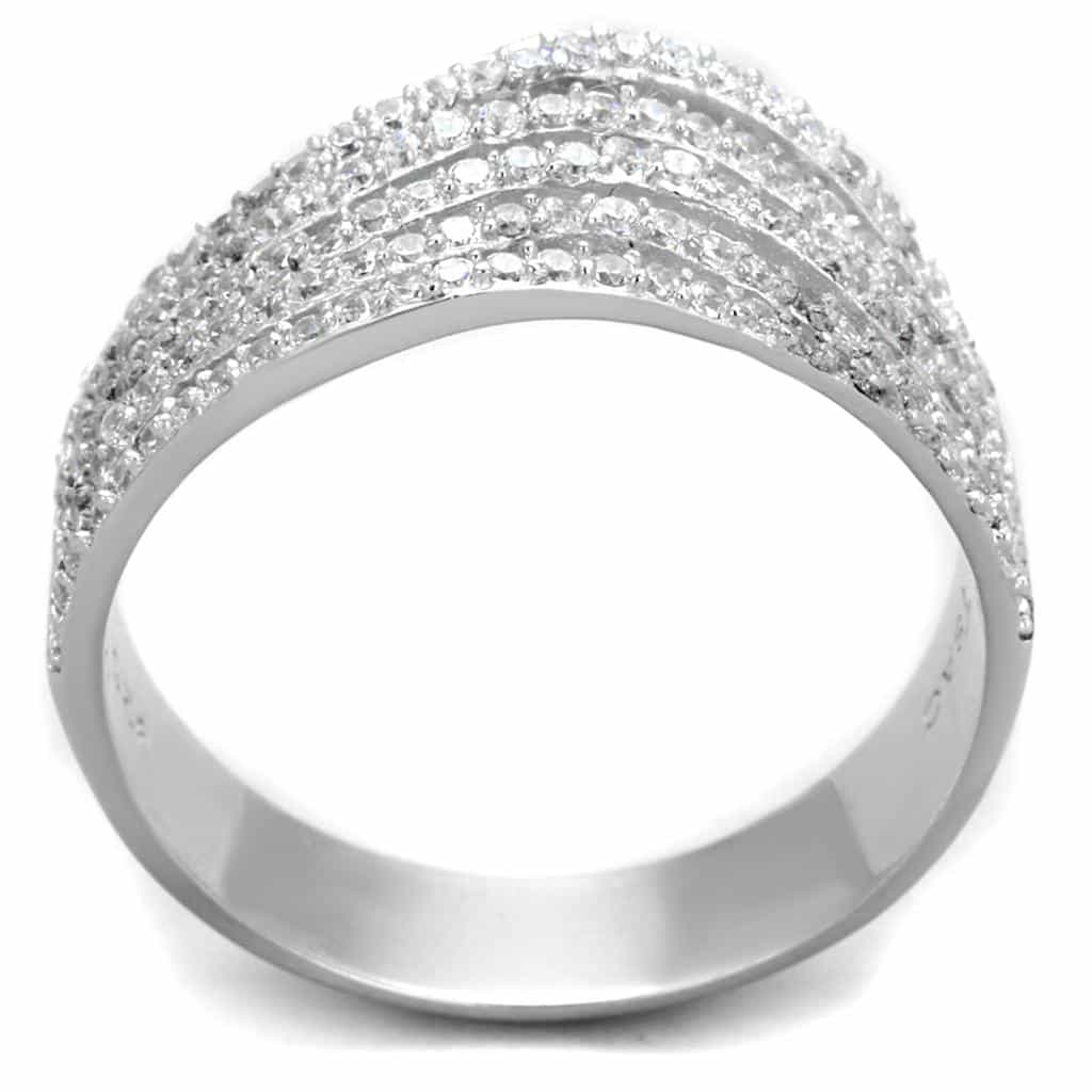 Sterling Silver CZ Pave Four Row Multi Band Wide Ring view 3