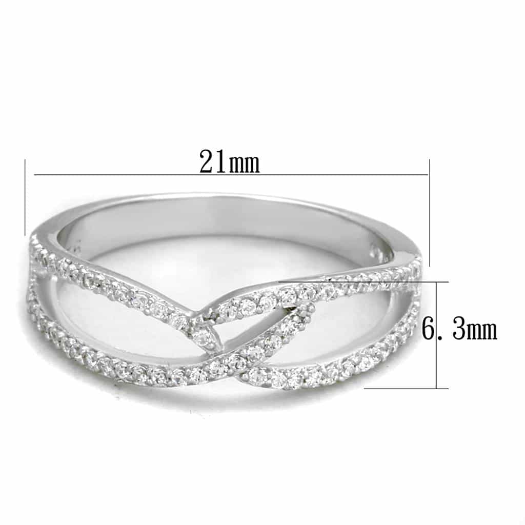 Sterling Silver CZ Pave Infinity X Crossover Ring TS365 view 7