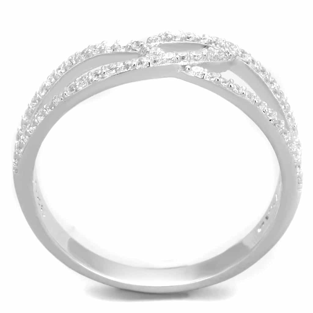 Sterling Silver CZ Pave Infinity X Crossover Ring TS365 view 8