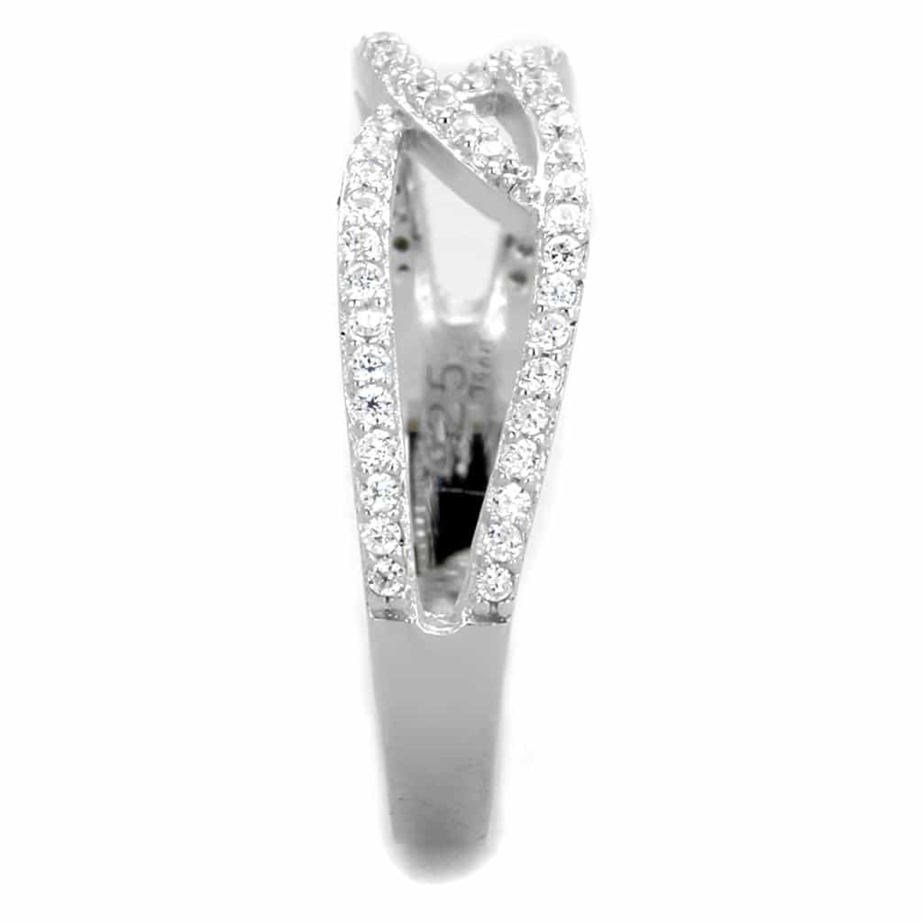 Sterling Silver CZ Pave Infinity X Crossover Ring TS365 view 4