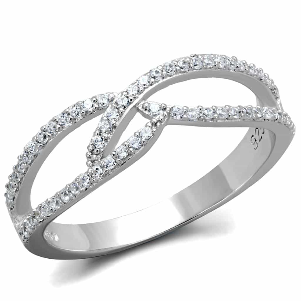 Sterling Silver CZ Pave Infinity X Crossover Ring TS365 view 10
