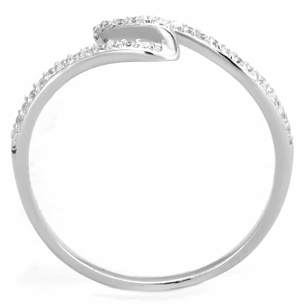 Sterling Silver CZ Pave S Bypass Open Thin Ring view 8