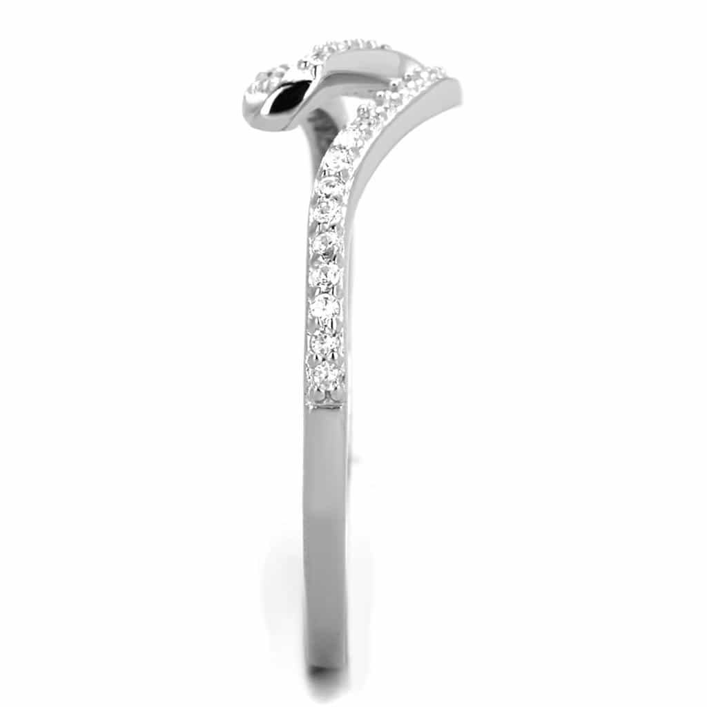 Sterling Silver CZ Pave S Bypass Open Thin Ring view 9