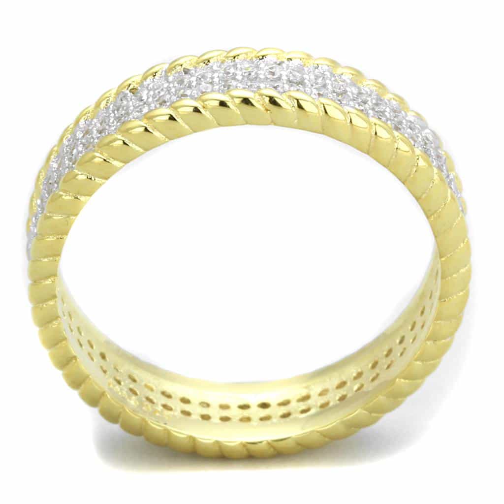 Sterling Silver Gold Two Tone CZ Twisted Rope Eternity Ring view 3