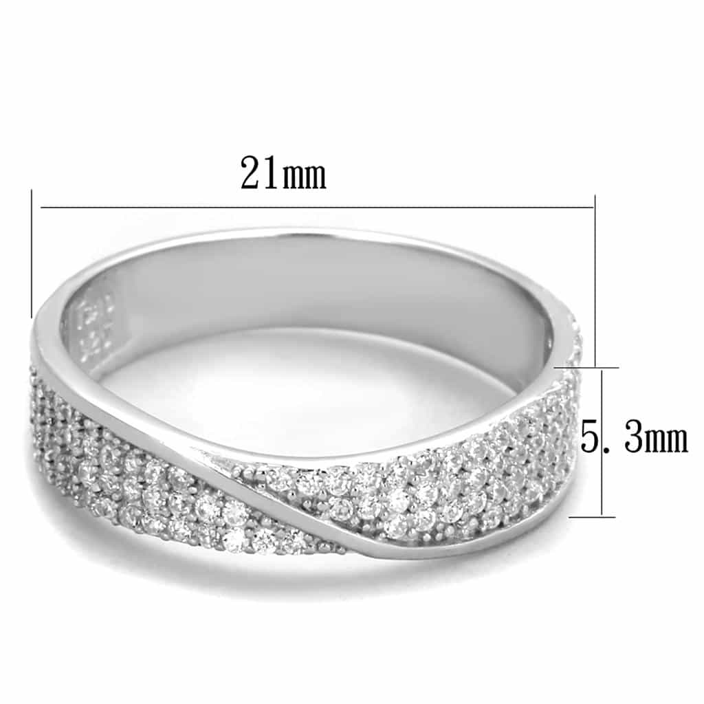 Sterling Silver CZ Pave Triple Row Wide Band Ring view 7