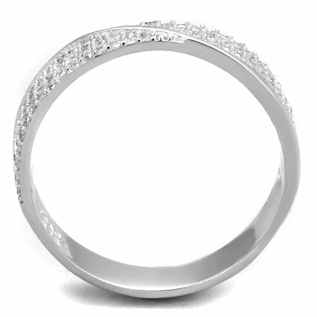 Sterling Silver CZ Pave Triple Row Wide Band Ring view 8