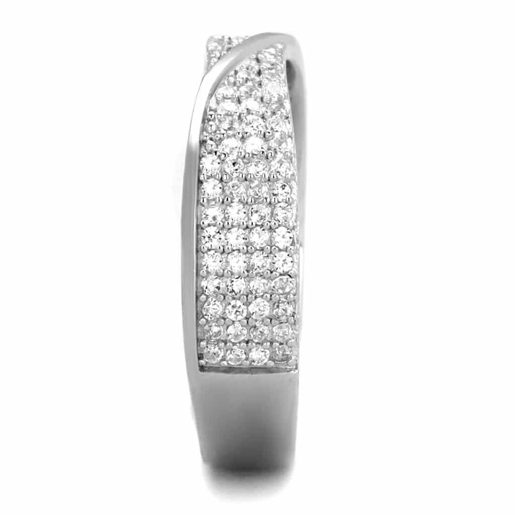 Sterling Silver CZ Pave Triple Row Wide Band Ring view 9