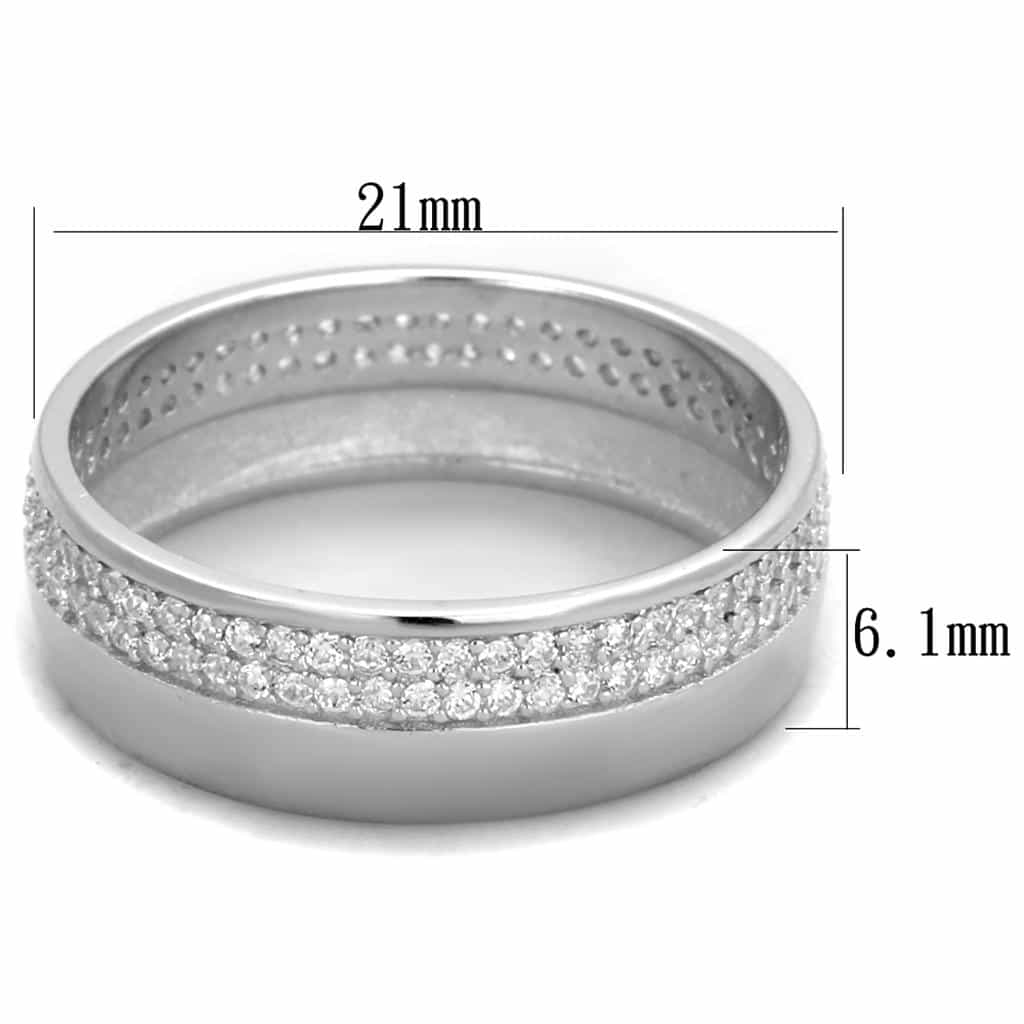 Sterling Silver CZ Multi Row Pave Wide Wedding Band Ring view 2