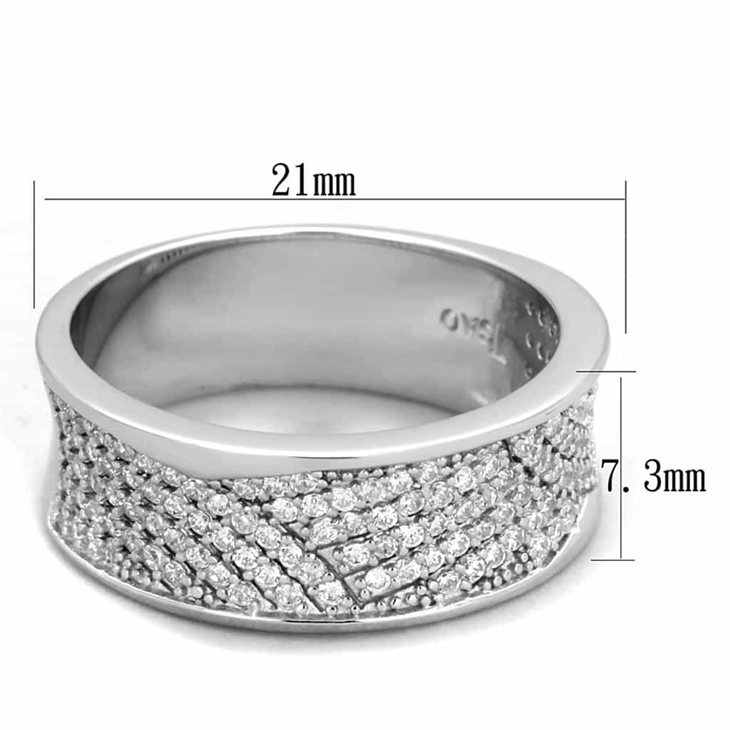 Sterling Silver CZ Diagonal Pave Half Band Ring view 2