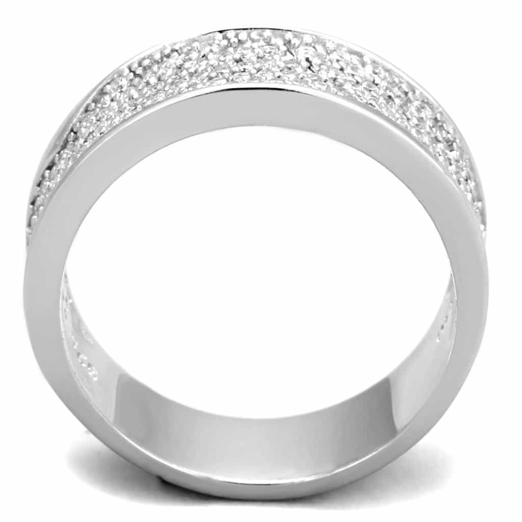 Sterling Silver CZ Diagonal Pave Half Band Ring view 8