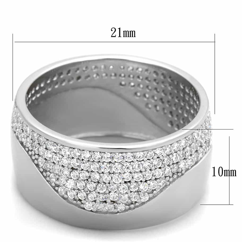 Sterling Silver CZ Multi Row Pave Dome Wide Ring view 7