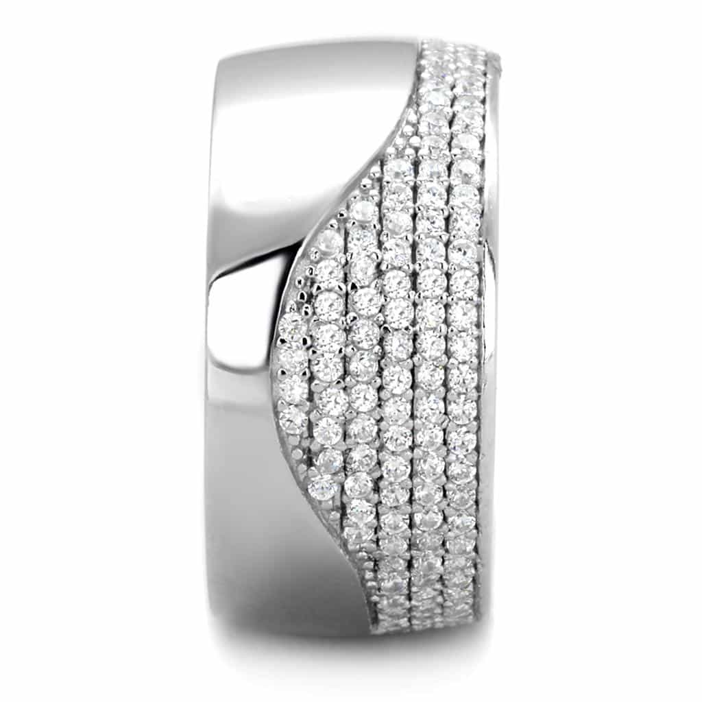 Sterling Silver CZ Multi Row Pave Dome Wide Ring view 9