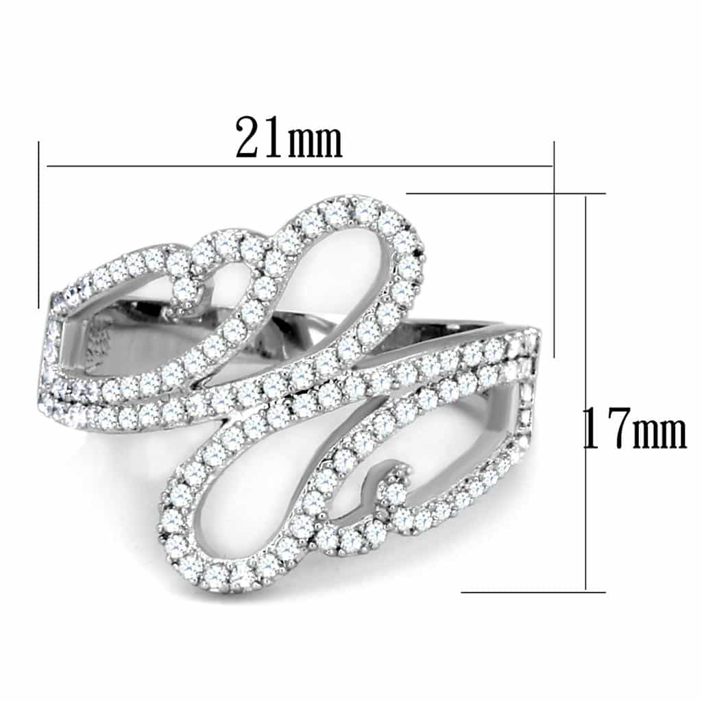 Sterling Silver CZ Pave S Swirl Double Loop Ring view 7