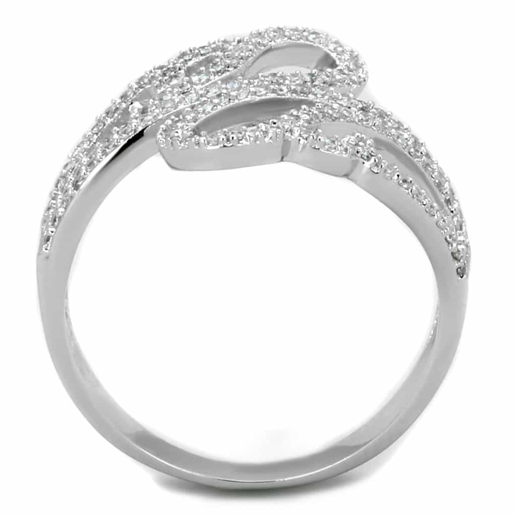 Sterling Silver CZ Pave S Swirl Double Loop Ring view 8