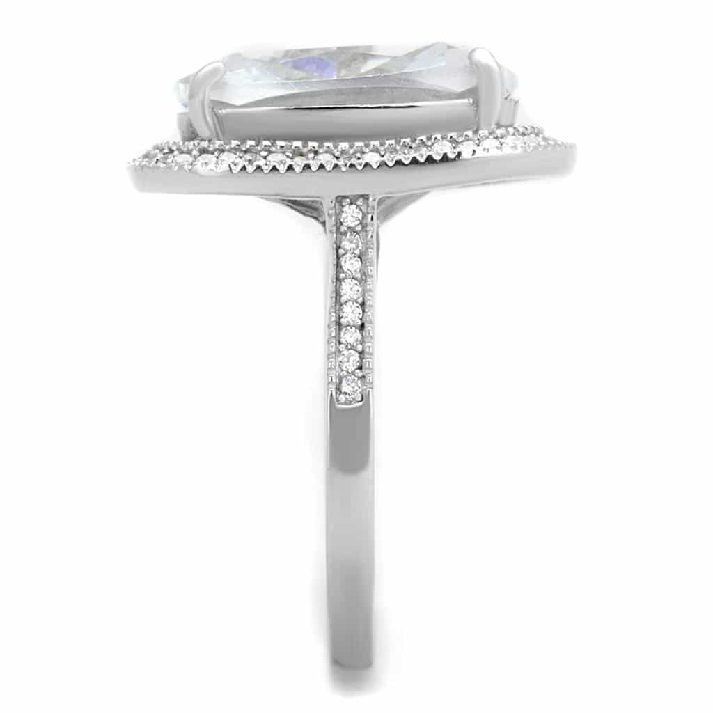 Sterling Silver CZ Cushion Large Halo Pave Cocktail Ring view 9