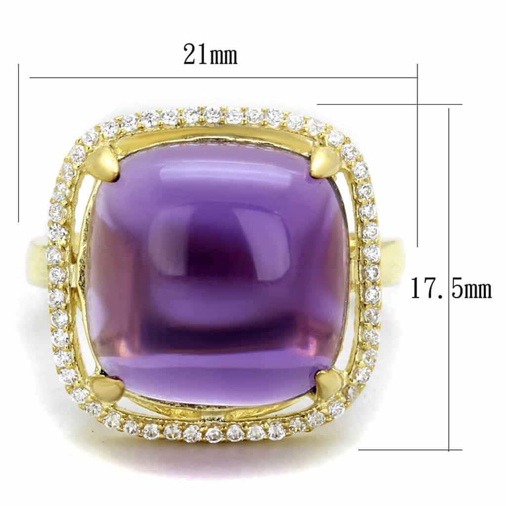 Sterling Silver Gold Two Tone Amethyst Cabochon Cushion Halo Ring view 7