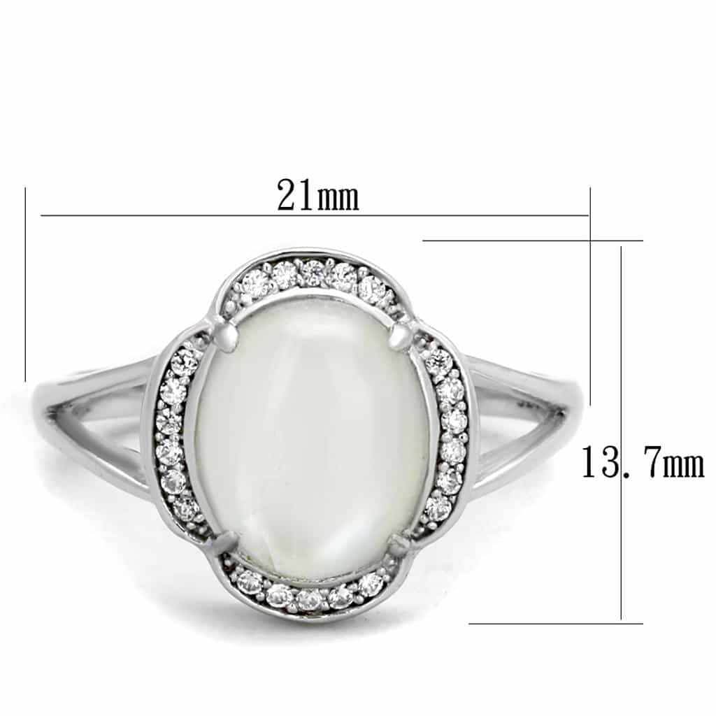 Sterling Silver Moonstone Oval Cabochon Halo Scallop Ring view 7