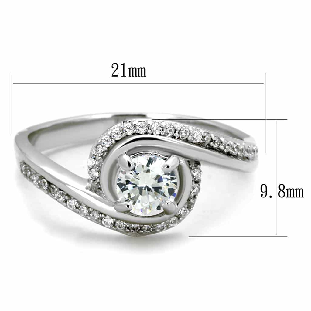 Sterling Silver CZ Round Swirl Halo Bypass Pave Ring view 7