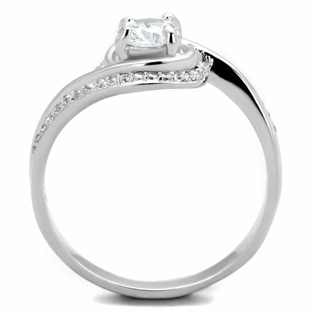 Sterling Silver CZ Round Swirl Halo Bypass Pave Ring view 8