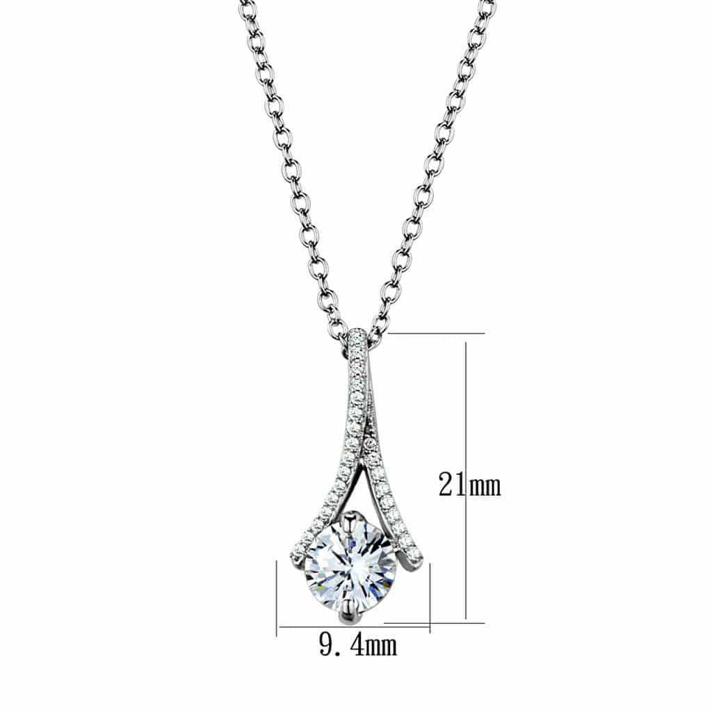 Sterling Silver CZ Round Drop Twist Pendant view 2