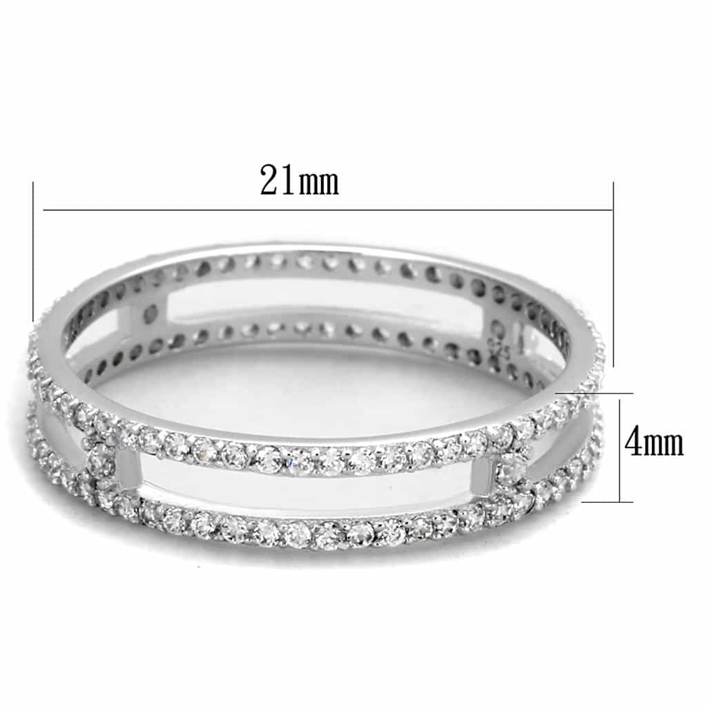 Sterling Silver CZ Double Row Channel Bangle Ring view 7