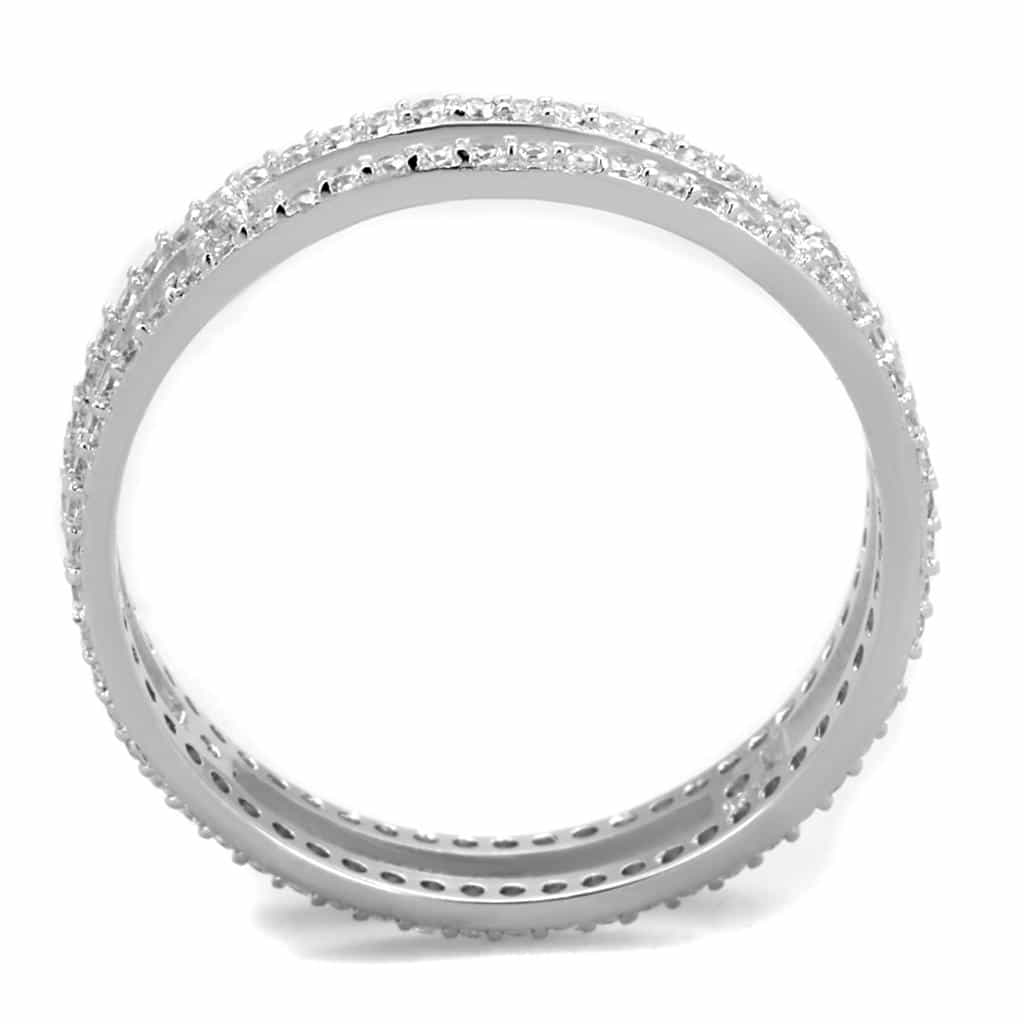 Sterling Silver CZ Double Row Channel Bangle Ring view 8