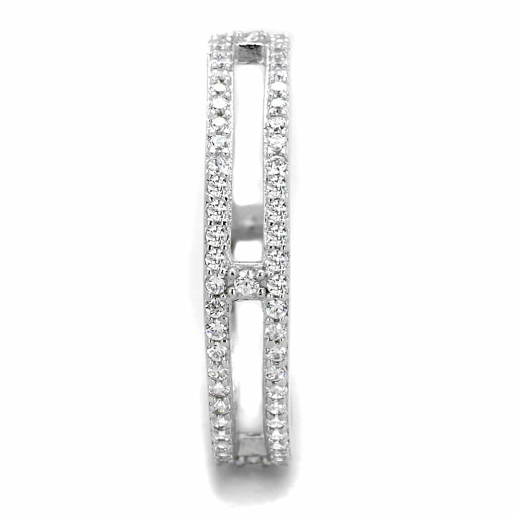 Sterling Silver CZ Double Row Channel Bangle Ring view 9